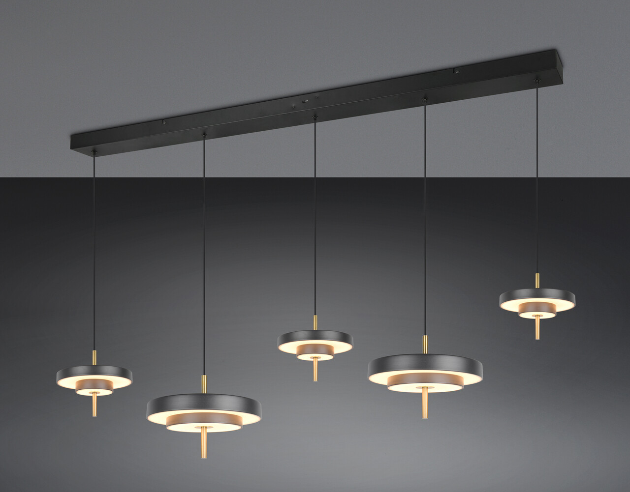 Lustra Keaton, TRIO, 140x30x150 cm, 50W, 1x SMD, metal, negru/auriu - imagine 7